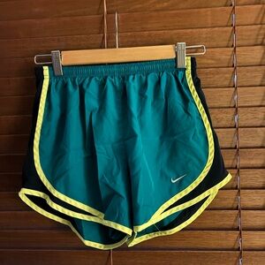 Nike Women's Teal and Black Athletic Shorts